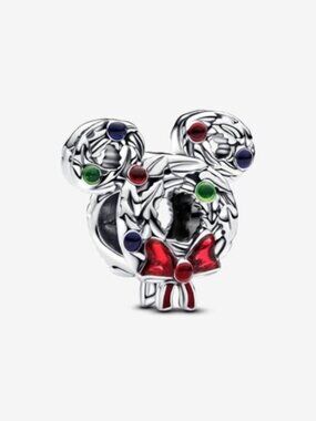 Authentic Disney Mickey Mouse Christmas Wreath Pandora Charm